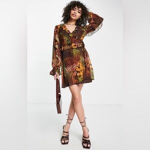 Elegant Multicolor Ruffle Dress